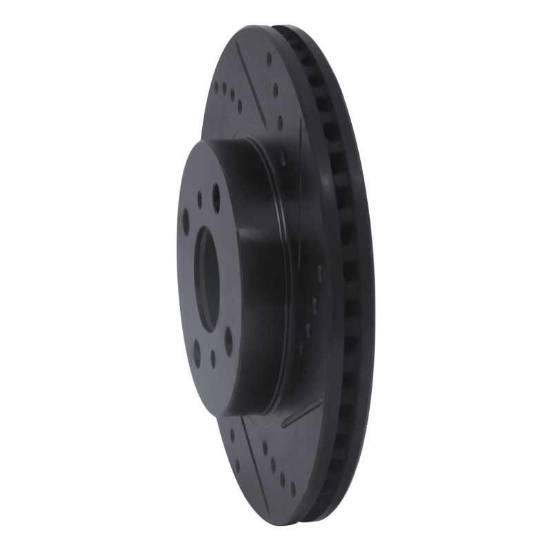 Scion iQ Brake Rotor (1) - Front Right - R1 Concepts - Drilled & Slotted - Black - `06-`19